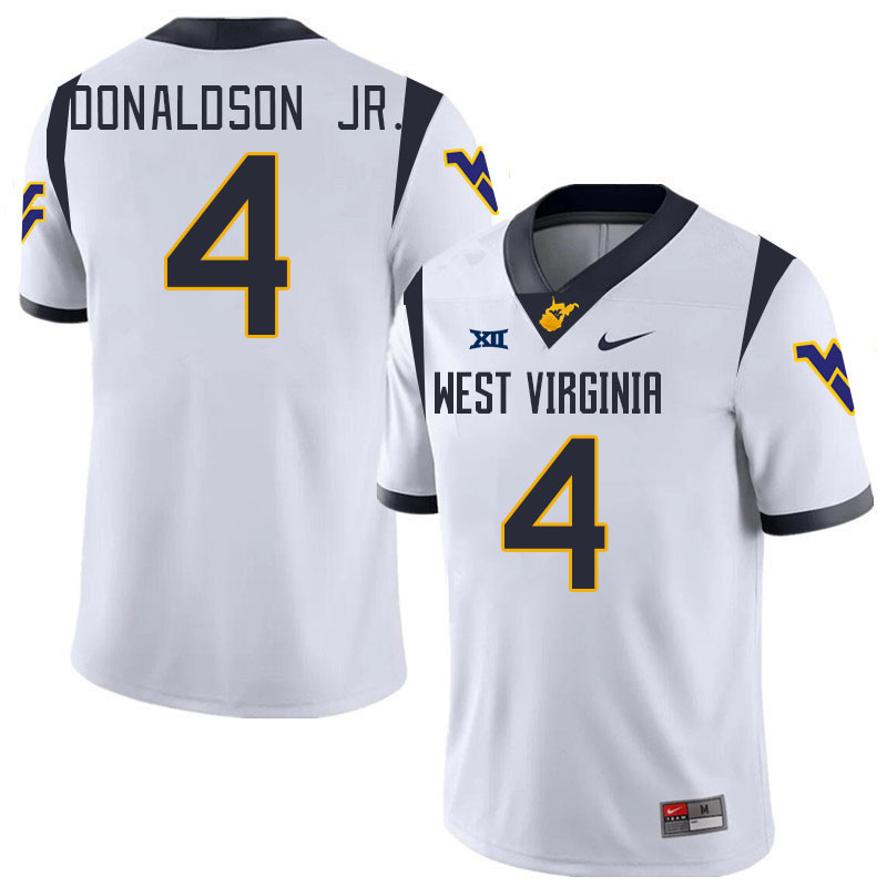 #4 CJ Donaldson Jr. West Virginia Mountaineers College 2024 New Uniforms Football Jerseys Stitched Sale-White